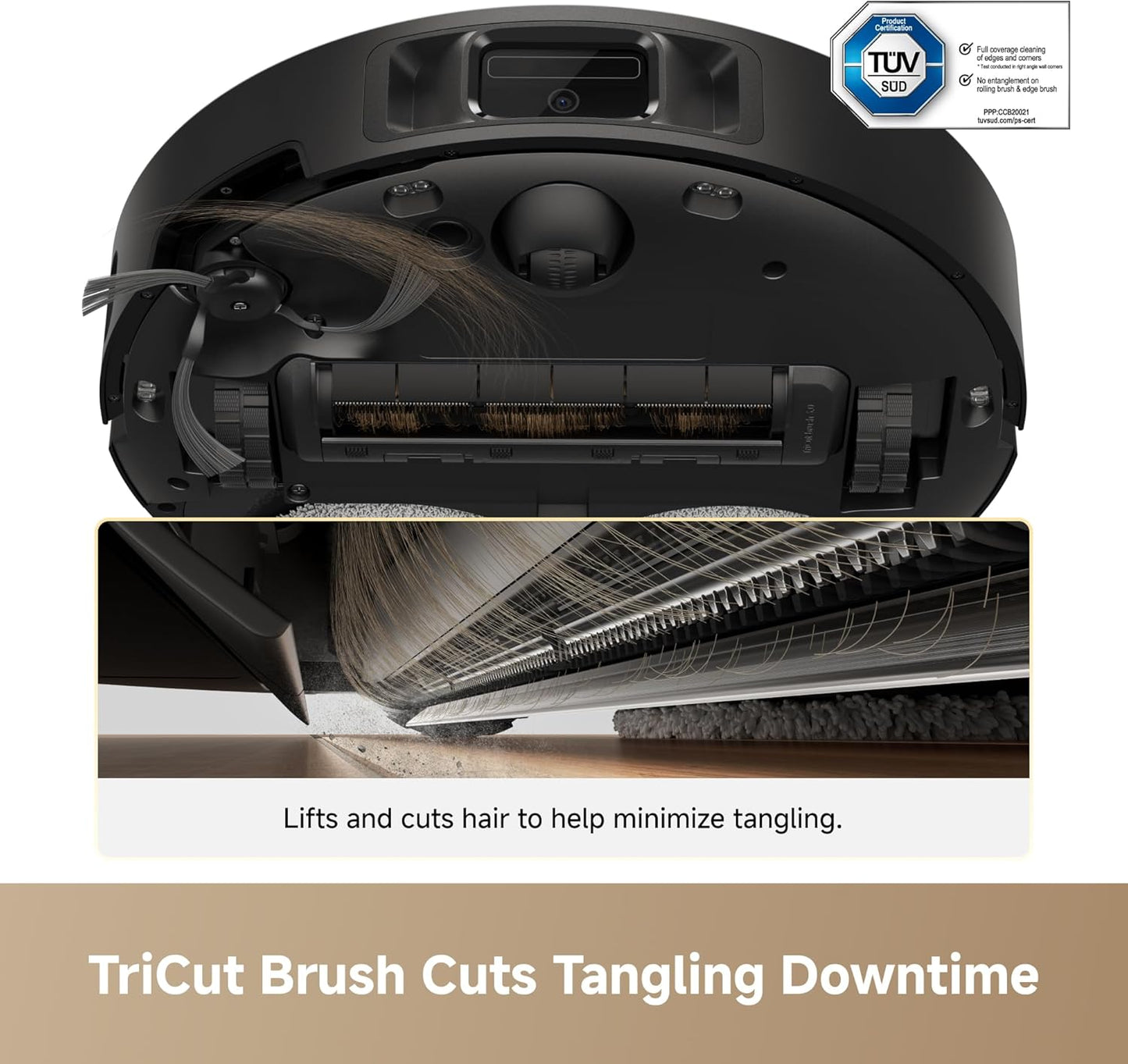 L60 Ultra FE Robot Vacuum and Mop, Auto-Empty and 100℃ Self-Cleaning Mop, 30,000Pa Suction, Obstacle Avoidance and 360° Navigation, Corner to Edge Deep Cleaning, Tricut Brush, Black
