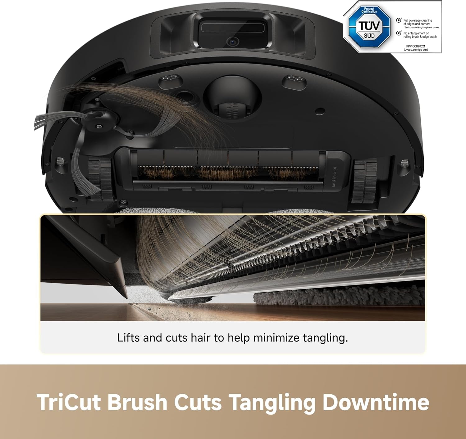 L60 Ultra FE Robot Vacuum and Mop, Auto-Empty and 100℃ Self-Cleaning Mop, 30,000Pa Suction, Obstacle Avoidance and 360° Navigation, Corner to Edge Deep Cleaning, Tricut Brush, Black