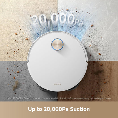 X50 Ultra White Robot Vacuum and Mop with Auto-Empty and Mop Self-Cleaning, 20,000Pa Suction, Obstacle Avoidance and 360° Navigation, Corner to Edge Deep Cleaning, Detangling Brush