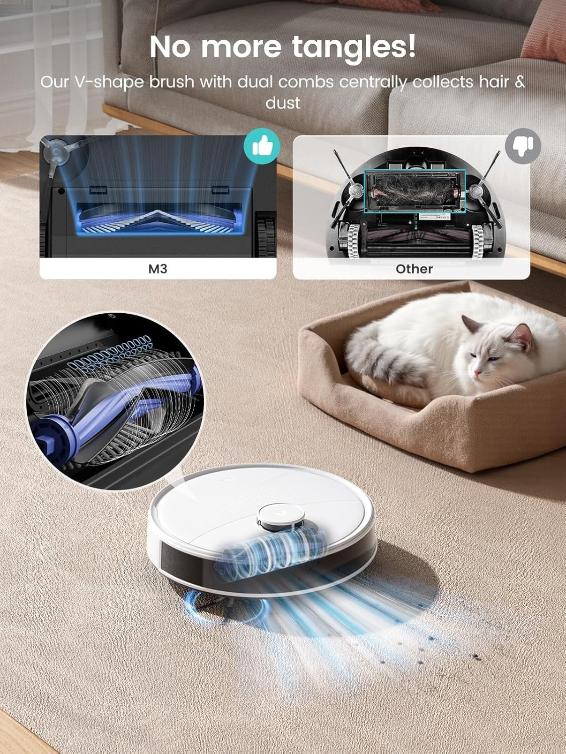 Robot Vacuum and Mop, 12000Pa Suction, 90-Day Self-Emptying, Obstacle Avoidance, Auto Mop Washing&Drying, All-In-One for Pet Hair Carpet, 5G Wifi Alexa/App/Iwatch Control, M3