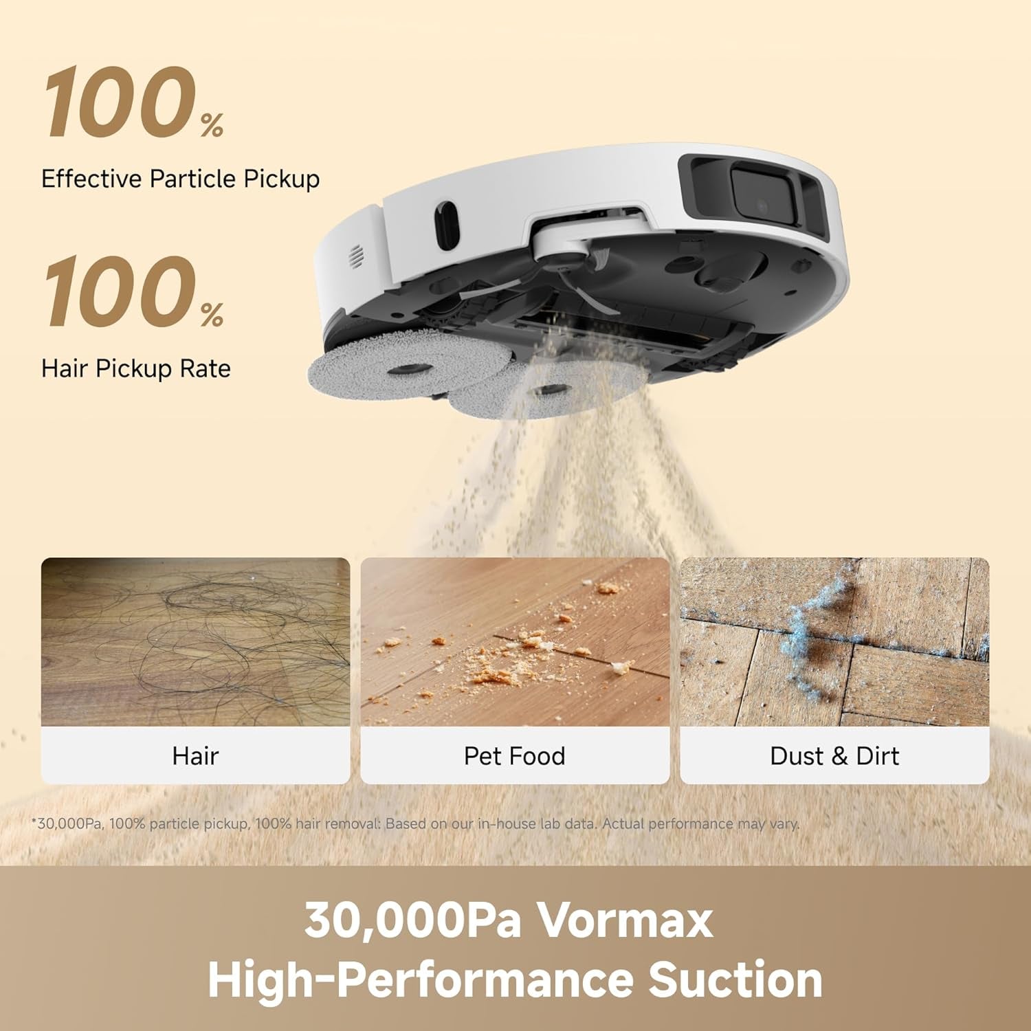 L60 Ultra FE Robot Vacuum and Mop, Auto-Empty and 100℃ Self-Cleaning Mop, 30,000Pa Suction, Obstacle Avoidance and 360° Navigation, Corner to Edge Deep Cleaning, Tricut Brush, White