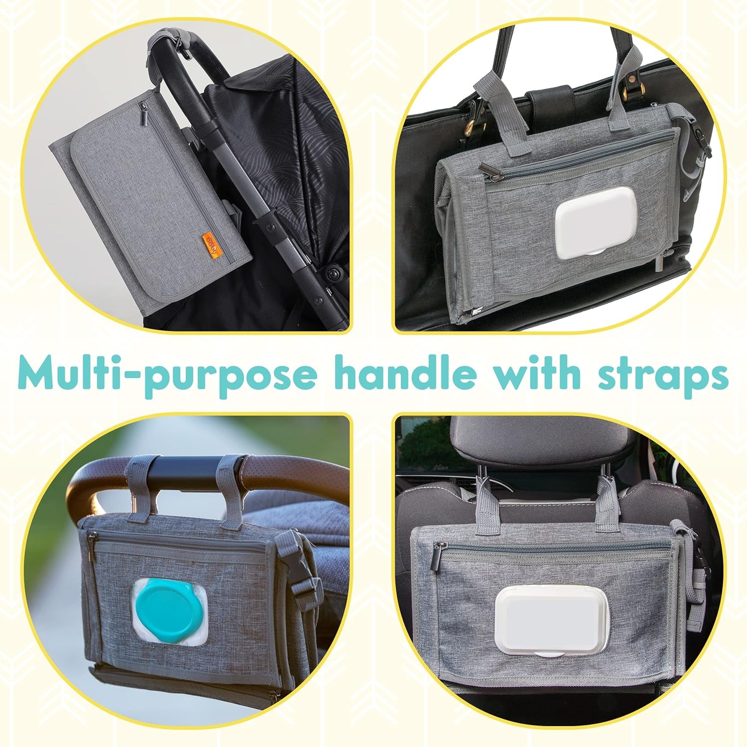 Portable Diaper Changing Pad - Baby Diaper Changer Travel Bag with Wipes Pocket, Smart Design Portable Changing Mat, Infant Travel Station Kit, Gift for Newborn Girl & Boy - Grey, Modern