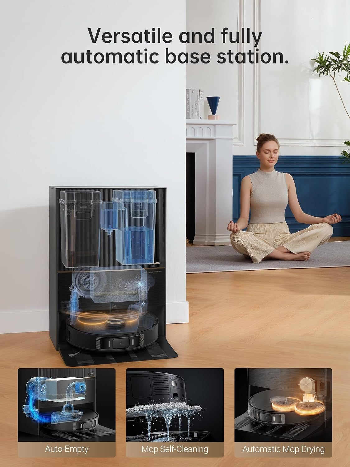 L30 Ultra Robot Vacuum, 136°F Hot Water Mop-Self-Cleaning, Mops Self-Drying, Mop-Extend, Raising, Refilling, Auto-Empty, 7,300Pa Suction, AI Action and 3D Navigation