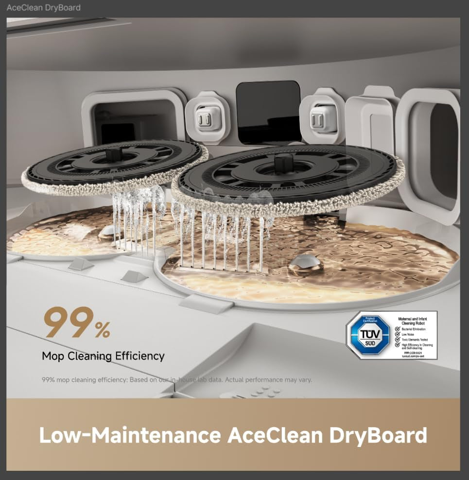 L60 Ultra FE Robot Vacuum and Mop, Auto-Empty and 100℃ Self-Cleaning Mop, 30,000Pa Suction, Obstacle Avoidance and 360° Navigation, Corner to Edge Deep Cleaning, Tricut Brush, White