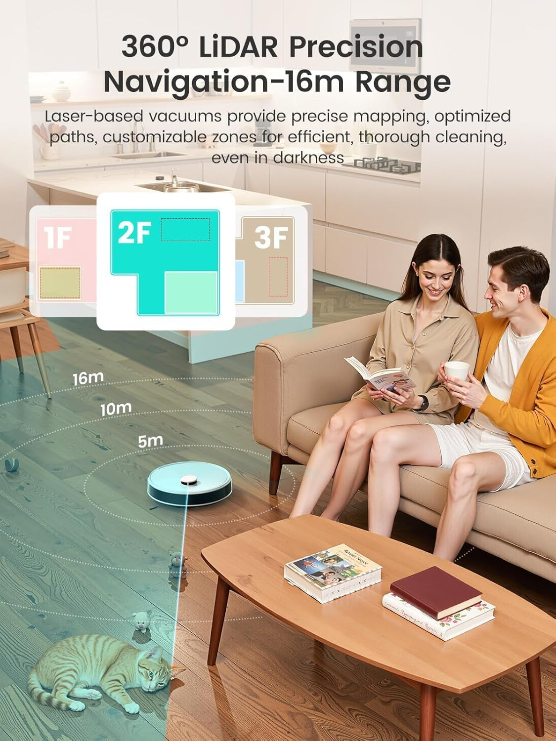 Robot Vacuum and Mop, 12000Pa Suction, 90-Day Self-Emptying, Obstacle Avoidance, Auto Mop Washing&Drying, All-In-One for Pet Hair Carpet, 5G Wifi Alexa/App/Iwatch Control, M3