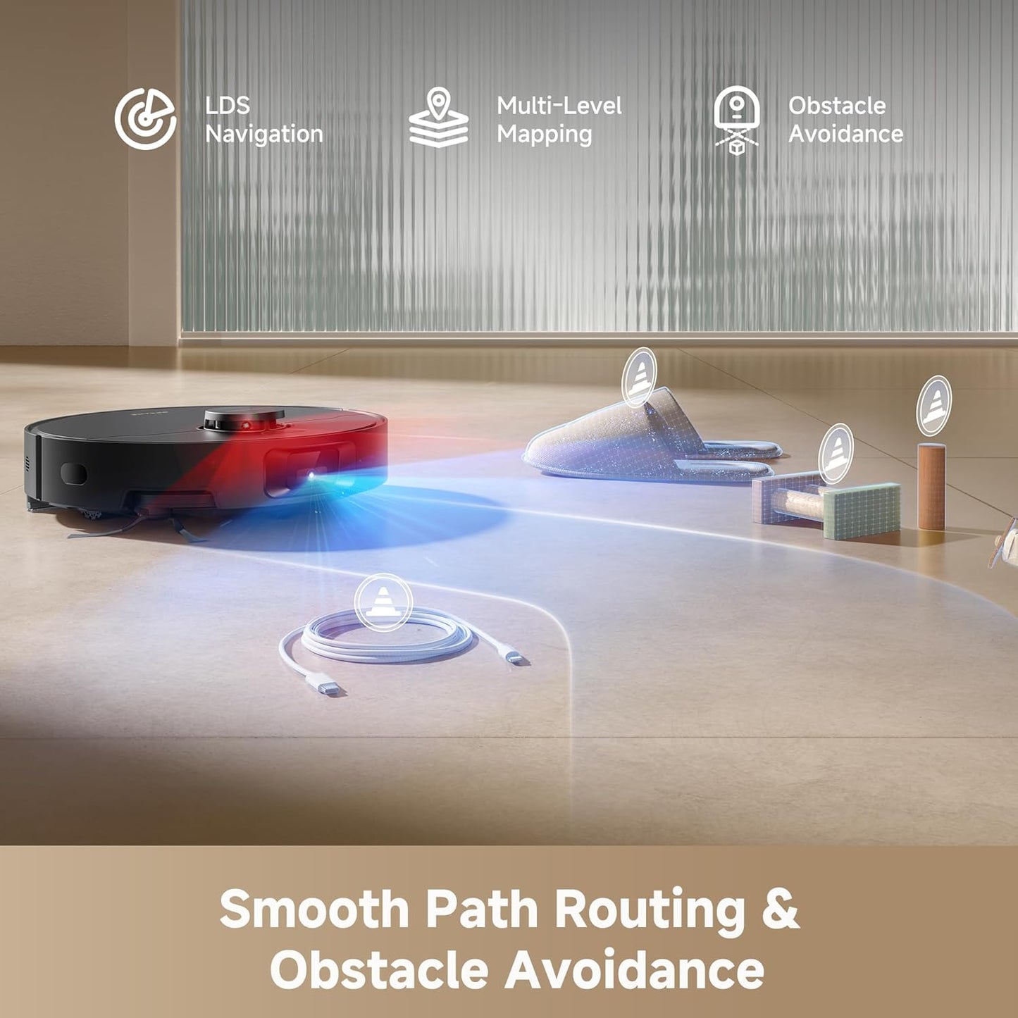 D20 Pro plus Robot Vacuum, 13,000Pa Suction, Duobrush for Pet Hair, Corner Cleaning, Self Emptying, LDS Navigation Laser Avoidance, Vacuum Mop, Hard Floors&Carpets (Black)