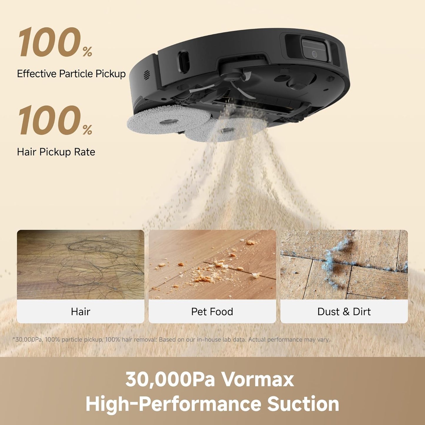 L60 Ultra FE Robot Vacuum and Mop, Auto-Empty and 100℃ Self-Cleaning Mop, 30,000Pa Suction, Obstacle Avoidance and 360° Navigation, Corner to Edge Deep Cleaning, Tricut Brush, Black