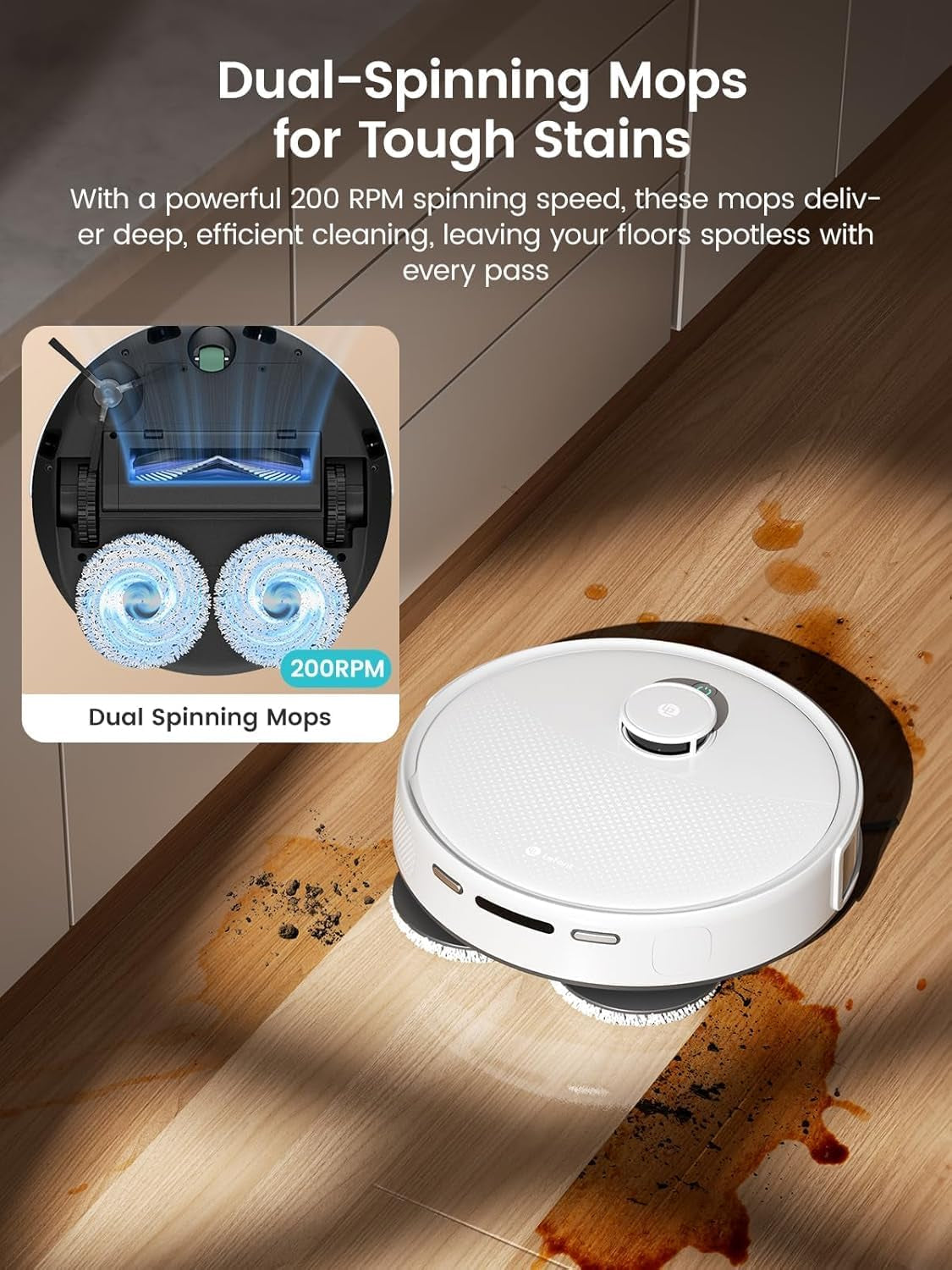 Robot Vacuum and Mop, 12000Pa Suction, 90-Day Self-Emptying, Obstacle Avoidance, Auto Mop Washing&Drying, All-In-One for Pet Hair Carpet, 5G Wifi Alexa/App/Iwatch Control, M3