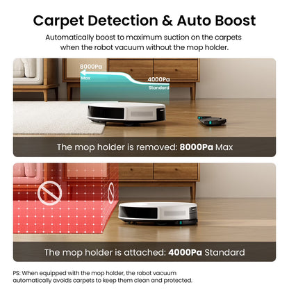 M350L Robot Vacuum and Mop, 40-Day Self-Emptying, Smart Obstacle Avoidance, Wifi/Alexa, Multi-Floor Mapping, 150 Min Runtime
