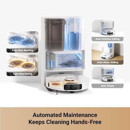 L10S Ultra Gen 2 Robot Vacuum and Mop, 10,000Pa Suction, Mopextend Tech, All-In-One Base Station, 75 Days Auto-Empty, Mop Self-Washing&Drying, Smart Obstacle Avoidance, Carpet Cleaning