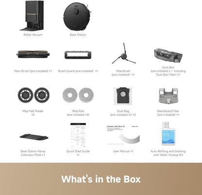 L60 Ultra FE Robot Vacuum and Mop, Auto-Empty and 100℃ Self-Cleaning Mop, 30,000Pa Suction, Obstacle Avoidance and 360° Navigation, Corner to Edge Deep Cleaning, Tricut Brush, Black