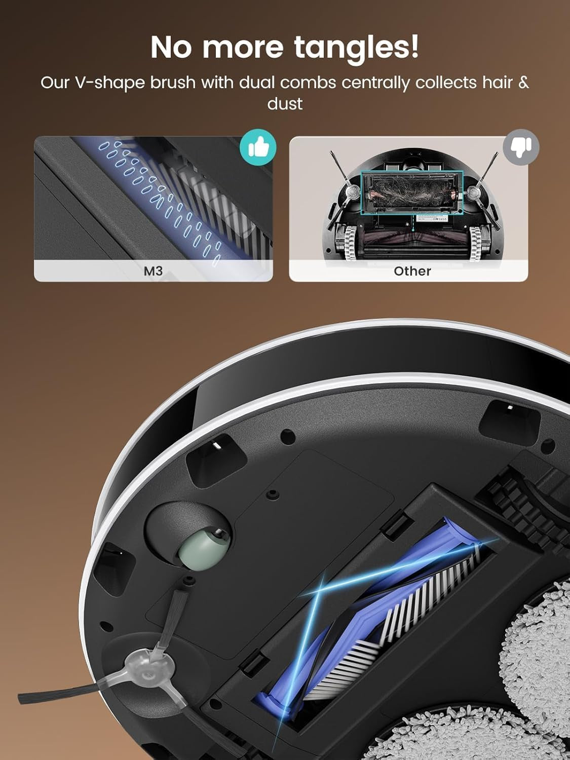 Robot Vacuum and Mop, 12000Pa Suction, 90-Day Self-Emptying, Obstacle Avoidance, Auto Mop Washing&Drying, All-In-One for Pet Hair Carpet, 5G Wifi Alexa/App/Iwatch Control, M3