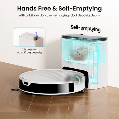 M350L Robot Vacuum and Mop, 40-Day Self-Emptying, Smart Obstacle Avoidance, Wifi/Alexa, Multi-Floor Mapping, 150 Min Runtime