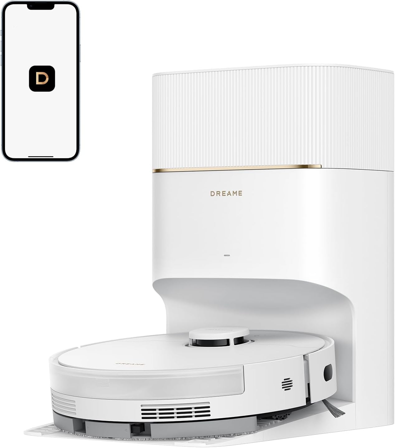 D20 Pro plus Robot Vacuum, 13,000Pa Suction, Duobrush for Pet Hair, Corner Cleaning, Self Emptying, LDS Navigation Laser Avoidance, Vacuum Mop, Hard Floors&Carpets, 5,200Mah Battery White
